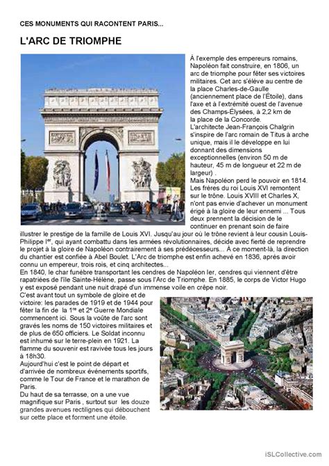 Ces Monuments Qui Racontent Paris English ESL Worksheets Pdf Doc