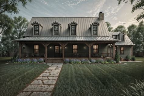 Farmhouse-style Exterior Designed House Exterior Exterior . With . . Cinema... - Interior AI