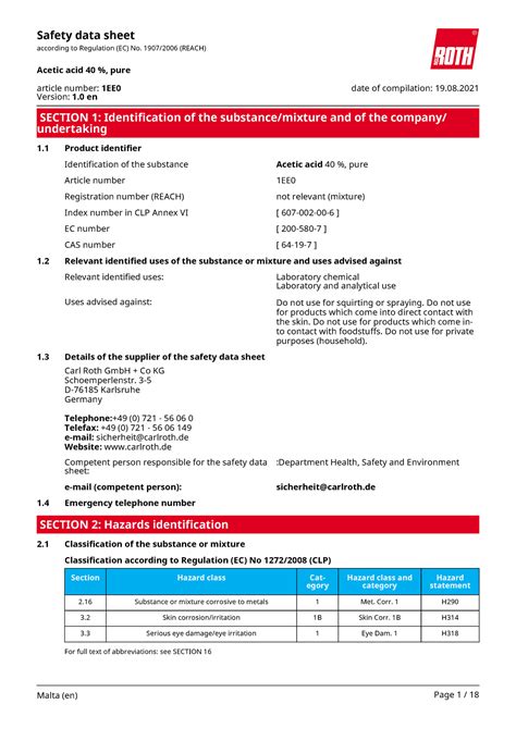 Acetic Acid Acetic Acid Proper Way Of Disposal Section 1