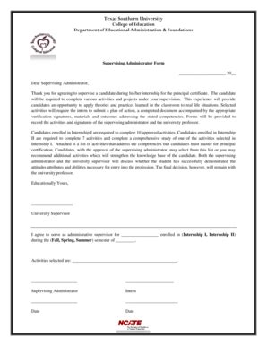 Fillable Online Tsu Letter Of Agreement Supervising Administrator Form