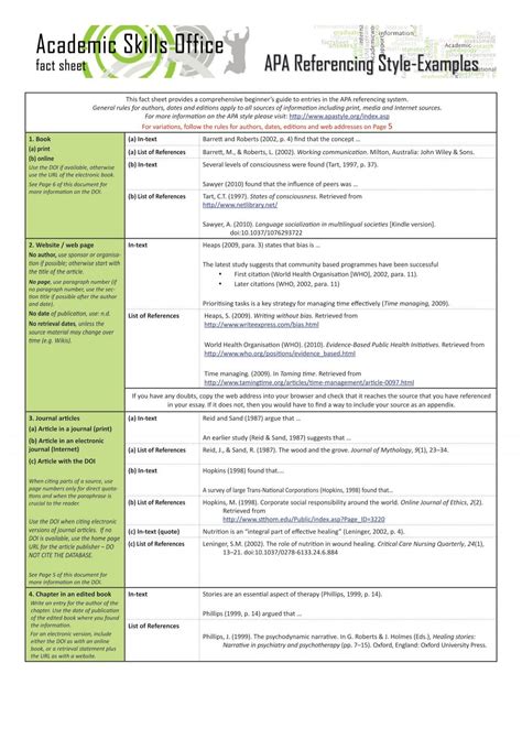 Apa Referencing Style Examplespdf Time4english