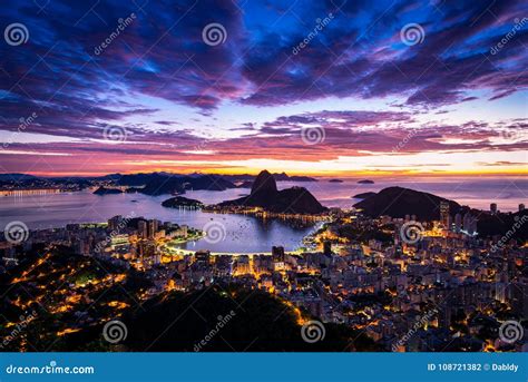 Rio De Janeiro City View before Sunrise with the Sugarloaf Mountain ...