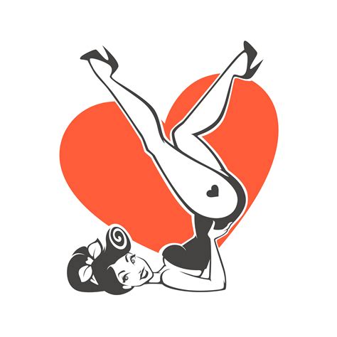 Winston Porter Sexy Pinup Girl Onheart Shape Background For Youe Logo Label Print Emblem