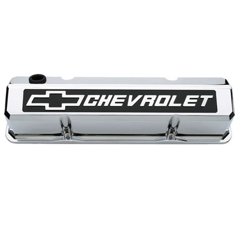 Valve Covers Slant Edge Tall Die Cast Chrome Wraised Bowtie Logo Sb Chevy 141 922