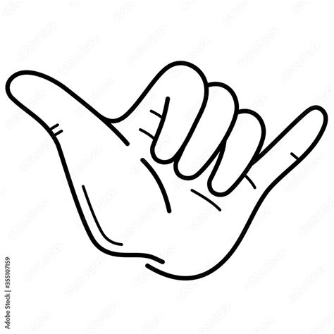 Shaka Hand Vector Icon In Outs Stock Vector Adobe Stock