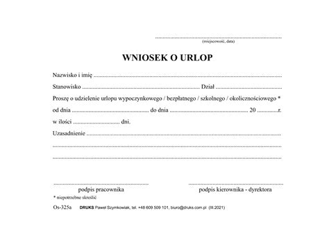 Wniosek Urlopowy Pdf