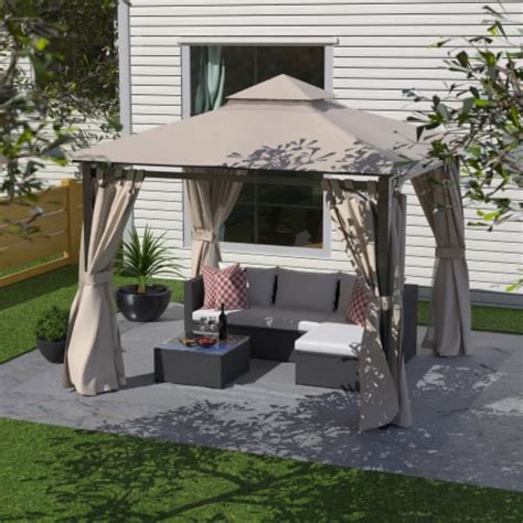 Kumo Garden Gazebo Polyester Fabric 10 X 10 Patio Gazebo Canopy With Mosquito Netting 1 Unit