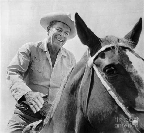 Ronald Reagan Riding His Horse By Bettmann