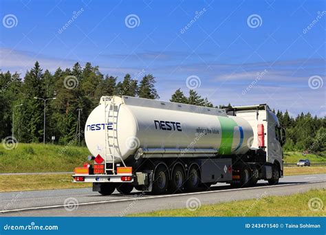 White Fuel Tanker Neste At Speed Editorial Image Image Of Road