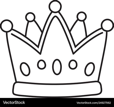 Crown icon cartoon black and white Royalty Free Vector Image