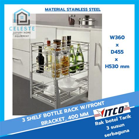 Jual VITCO 3 Shelf Bottle W Front Bracket Rak Tarik Botol Bumbu