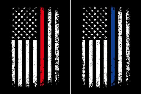 Thin Red And Blue Line Flag Design Graphic By Flag Station · Creative