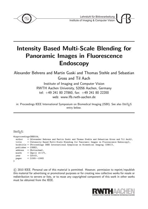 PDF Intensity Based Multi Scale Blending For Panoramic Images In