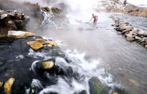 Boiling River hot springs at the 45th Parallel