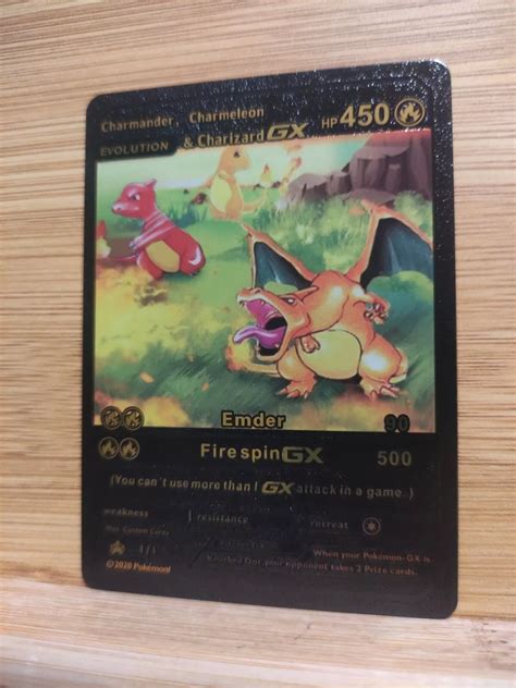 Mavin Charmander Charmeleon Charizard Gx Black Foil Fan Art Pokemon Card