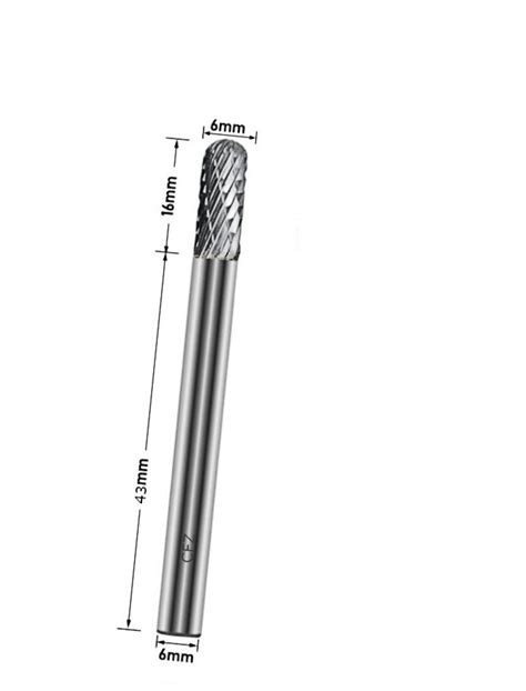 Lima Rotativa Metal Duro 6 x 16mm Haste M6 Cilíndrica Corte Frontal