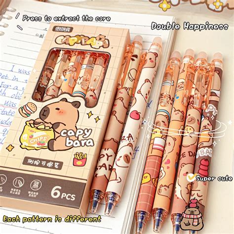 Pcs Cute Capybara Gel Pens Kawaii Pen Set Quickly Drying Blue Erasable