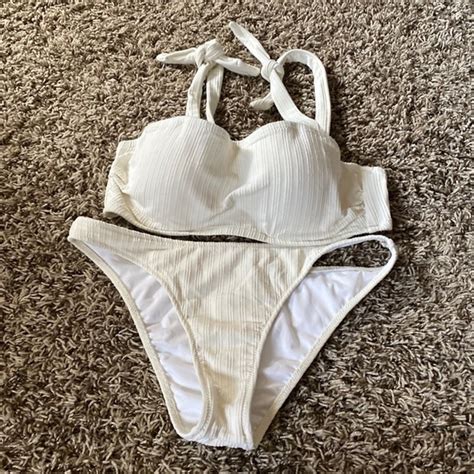 Shade Shore Swim Nwot Shade Shore Off White Tie Strap Bikini Top