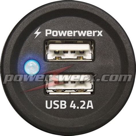 Powerwerx Panel Mount Dual Usb 4 8a Device Charger For 12 24v Systems