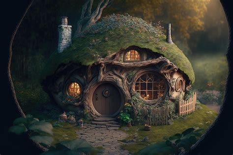 Premium Photo House Of The Hobbit Hole Fantasy Village Shire Houses