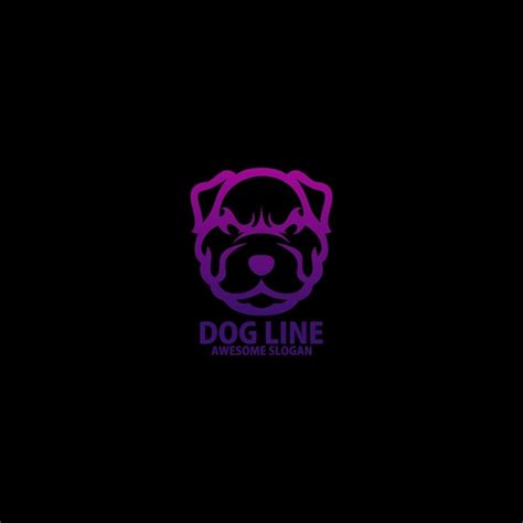 Premium Vector | Pitbull dog logo design gradient line art