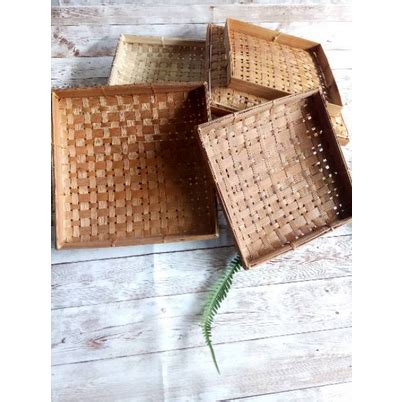 KB Piring Bambu Kotak 6 PCS 23x23 Cm Kerajinan Khas Jogja Anyaman