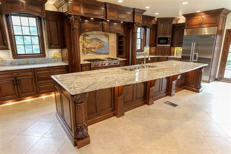 Mediterranean Inspired Kitchen With Gold Granite Mediterranean