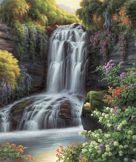 Waterfall II Ethan Harper Landscape Paintings Landscape Painting