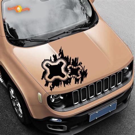 Jeep Renegade Logo Distressed Splash Vinyl Decal Hood Side Vehicle