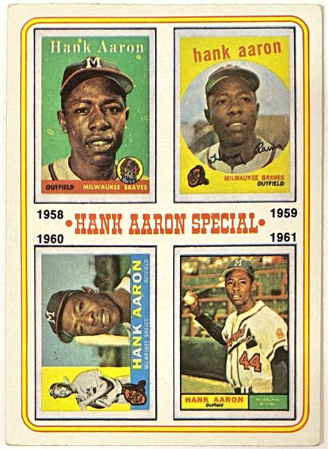 Hank Aaron Topps Milwaukee Braves Baseball Hank Aaron Special Card