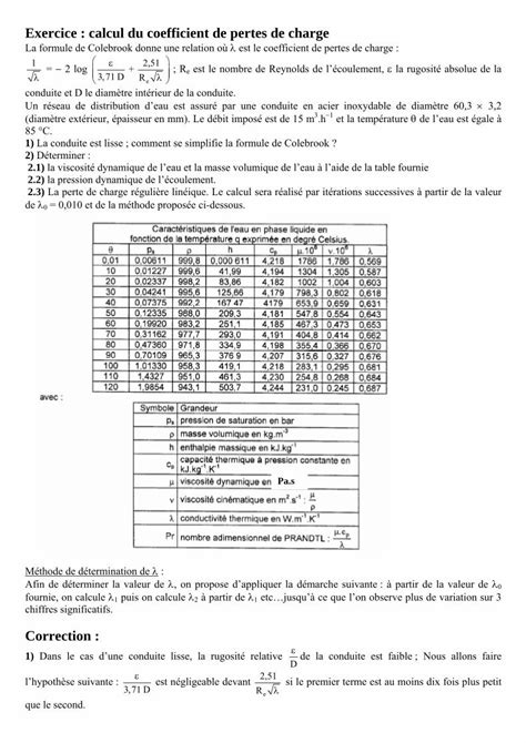 Pdf Exercice Calcul Du Coefficient De Pertes De Chargephysiquecira