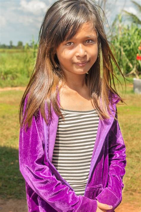 Portrait Of The Young Cute Girl In The Rural Areas In Cambodia