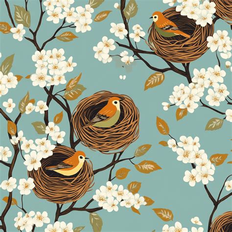 Seamless Nesting Birds Pattern Free Stock Photo - Public Domain Pictures