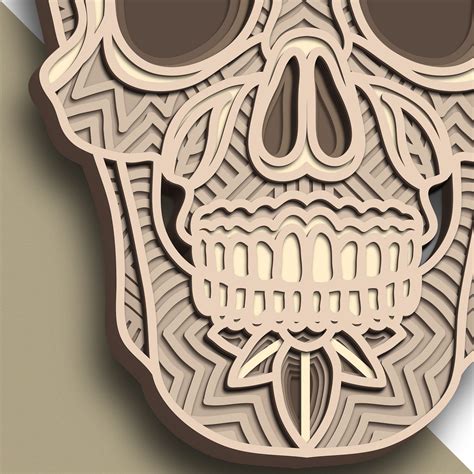 Sugar Skull Multilayer Svg Skull Mandala Cut File D Layer Plywood