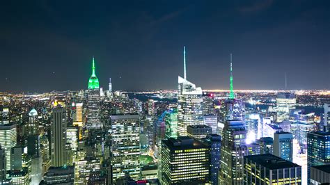 New York City Night Light Panorama 4k Time Lapse From The Roof 1304448