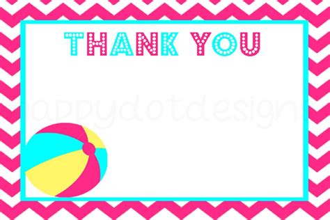 Printable Pool Party Thank You Cards