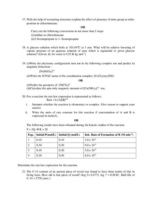 Cbse Sample Papers 2021 For Class 12 Chemistry Aglasem Schools