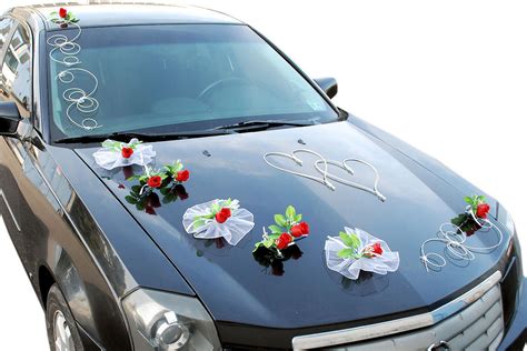 Brautauto Dekoration Autoschmuck Hochzeitsauto Autodeko Rattan Rosen