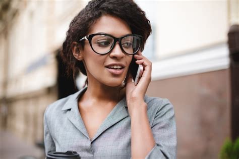 Premium Photo Beautiful African American Girl In Glasses Standing On