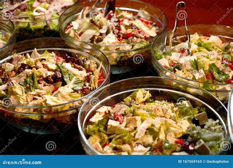 Food Background Close Up Catering Buffet Food In Hotel Restaurant