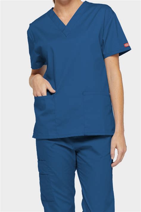 Dickies Eds Signature Womens V Neck Scrub Top Royal Sj