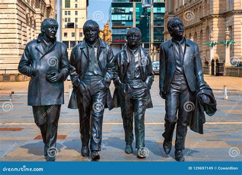 Bronze Statue of the Beatles at the Merseyside in Liverpool, UK ...