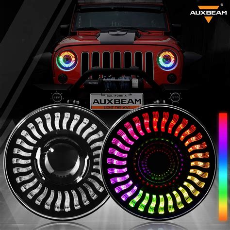 Buy Auxbeam 7 Round RGB Headlights Replacement For Jeep Wrangler JK