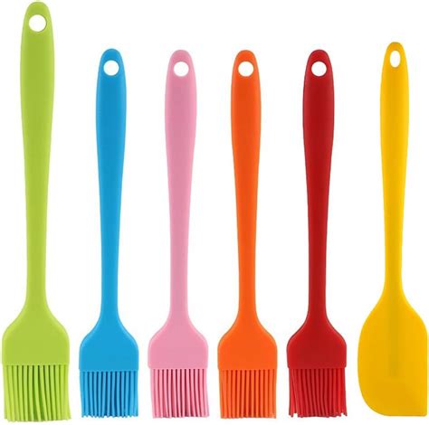 5pcs Silicone Basting Brush And 1pcs Silicone Spatula