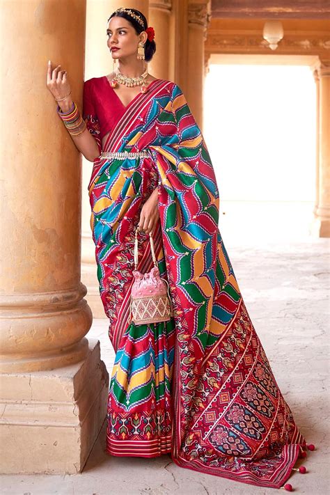 Buy Multicolor Patola Print Silk Saree Online Like A Diva