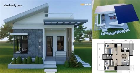 52 SQM Small Bungalow House Design With Sloping Roof Roof Deck