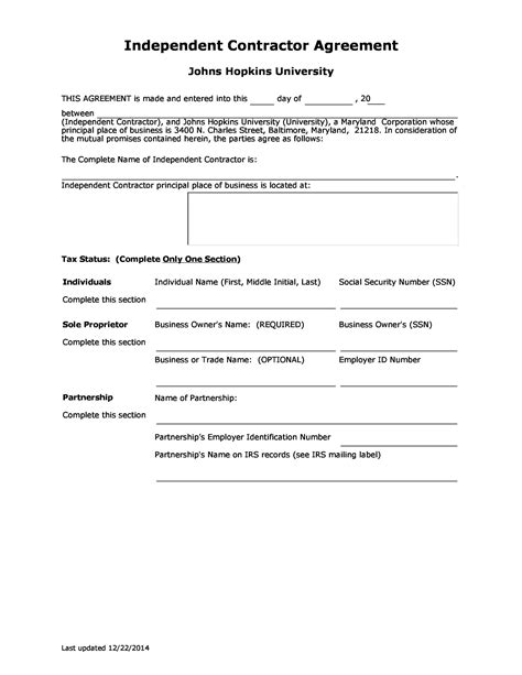 Free Printable Contractor Agreement - Printable Templates