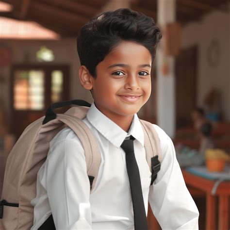 Premium Photo Cute Indian Little School Boy In Uniform