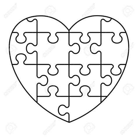 Heart Puzzle Template Illustrations