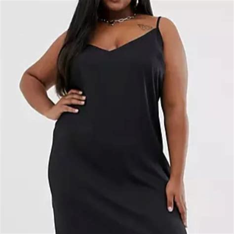 Asos Curve Dresses Asos Design Curve Midi Cami Slip Dress In Black